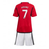 Otroški Nogometni dresi Manchester United Mason Mount #7 Domači 2023-24 Kratek Rokav (+ Kratke hlače)